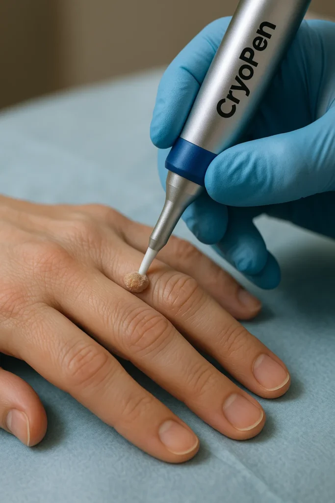 example of cryopen wart removal Hammersmith treatment on a persons finger