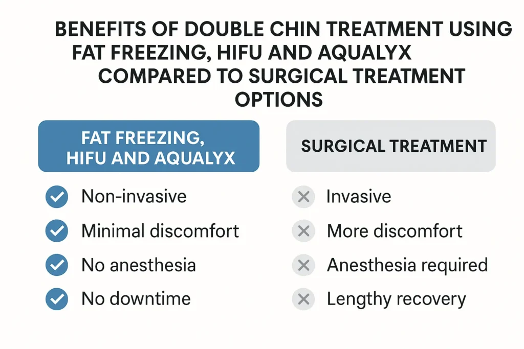 Graphic about the benefits of double chin treatment Hammersmith - from LA LIPO