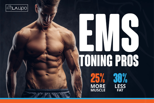 Graphic of man with toned body showing the benefits of LA-EMS Body Sculpting Hammersmith treatment