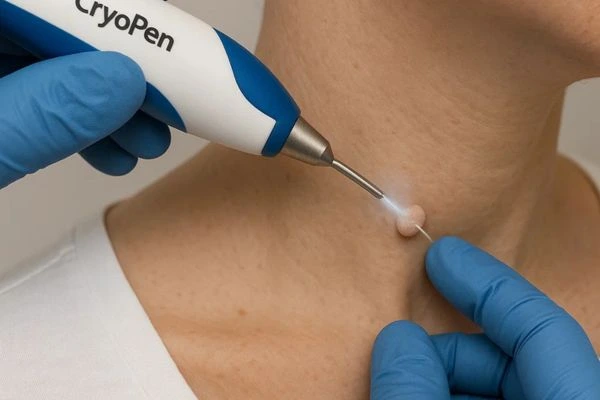 Person receiving Cryotherapy skin tag removal Hammersmith